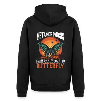 Schmetterling Halloween Süßes oder Saures Insektenliebhaber - Unisex Premium Bio Zip Hoodie - Schwarz - Hinten - Nico (187cm)