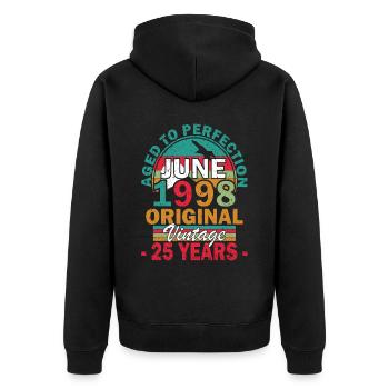 25th Birthday Man June Year 1998 Original - Unisex Premium Organic Zip Hoodie - black - Back - Nico (187cm)