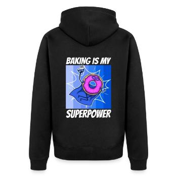 Baking is my Superpower, Donut - Unisex Premium Organic Zip Hoodie - black - Back - Nico (187cm)