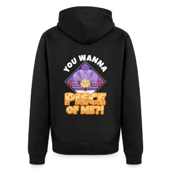 You want to piece of me Biscuit - Unisex Premium Organic Zip Hoodie - black - Back - Nico (187cm)