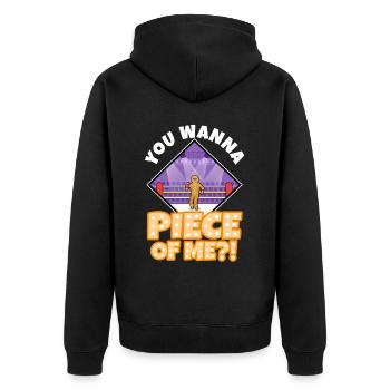 You wanna piece of me, Lebkuchen - Unisex Premium Bio Zip Hoodie - Schwarz - Hinten - Nico (187cm)