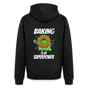 Baking is my Superpower, Donut - Unisex Premium Organic Zip Hoodie - black - Back - Nico (187cm)