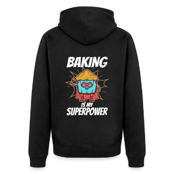 Baking is my Superpower, Muffin - Unisex Premium Organic Zip Hoodie - black - Back - Nico (187cm)