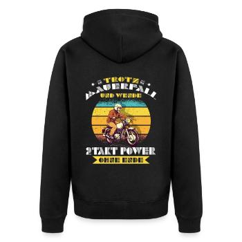 Vintage Simson Driver S50 S51 Simme Moped - Unisex Premium Bio Zip Hoodie - Schwarz - Hinten - Nico (187cm)