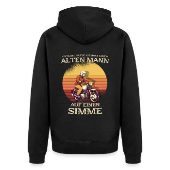 Sunset Simson Driver S50 S51 Simme Moped - Unisex Premium Bio Zip Hoodie - Schwarz - Hinten - Nico (187cm)