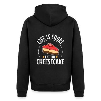 La vie est courte manger le gâteau - Veste à capuche bio Premium Unisexe - noir - Dos - Nico (187cm)