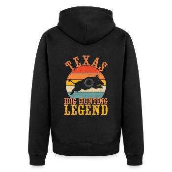 Jäger Wildschwein Jagen - Unisex Premium Bio Zip Hoodie - Schwarz - Hinten - Nico (187cm)