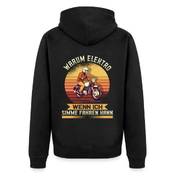 Sunset Simsonfahrer S50 S51 Simme Moped - Unisex Premium Bio Zip Hoodie - Schwarz - Hinten - Nico (187cm)