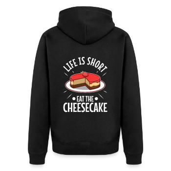 La vie est courte manger le gâteau - Veste à capuche bio Premium Unisexe - noir - Dos - Nico (187cm)