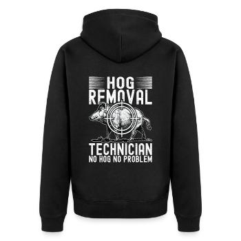 Jäger Wildschwein Jagen - Unisex Premium Bio Zip Hoodie - Schwarz - Hinten - Nico (187cm)