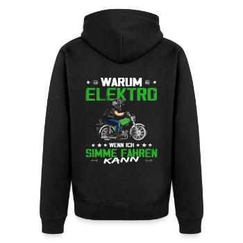 Lustiger Spruch Simsonfahrer S50 S51 Simme Moped - Unisex Premium Bio Zip Hoodie - Schwarz - Hinten - Nico (187cm)