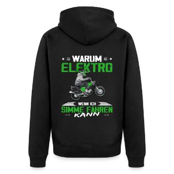 Lustiger Spruch Simsonfahrer S50 S51 Simme Moped - Unisex Premium Bio Zip Hoodie - Schwarz - Hinten - Nico (187cm)