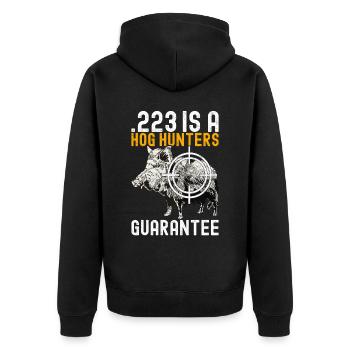 Jäger Wildschwein Jagen - Unisex Premium Bio Zip Hoodie - Schwarz - Hinten - Nico (187cm)