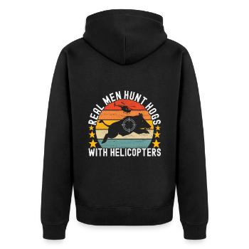 Jäger Wildschwein Jagen - Unisex Premium Bio Zip Hoodie - Schwarz - Hinten - Nico (187cm)