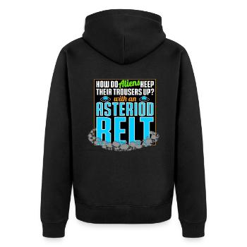 How Do Aliens Keep Their Trousers Up - Unisex Premium Organic Zip Hoodie - black - Back - Nico (187cm)