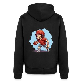 American Football Spielender Junge - Kids - Unisex Premium Bio Zip Hoodie - Schwarz - Hinten - Nico (187cm)