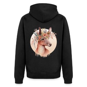 Cute Australian Kangaroo Flower Crown Animal Lover - Unisex Premium Bio Zip Hoodie - Schwarz - Hinten - Nico (187cm)