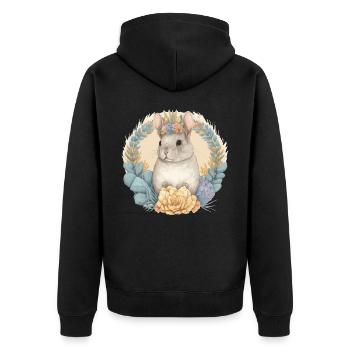 Aquarelle mignonne Chinchilla Couronne Floral Ani - Veste à capuche bio Premium Unisexe - noir - Dos - Nico (187cm)