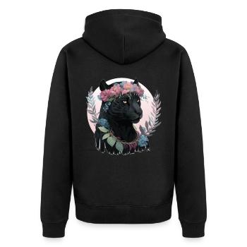 Mignon Aquarelle Noire Fleur Fanther Couronne Boho Ae - Veste à capuche bio Premium Unisexe - noir - Dos - Nico (187cm)