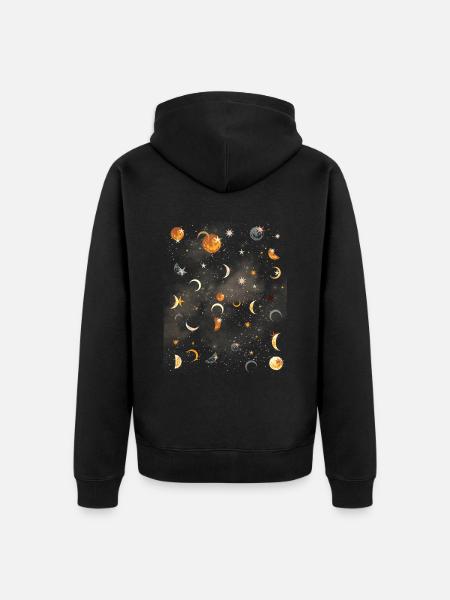 Celestial Aesthetics Moon Star Pattern - Unisex Premium Organic Zip Hoodie - black