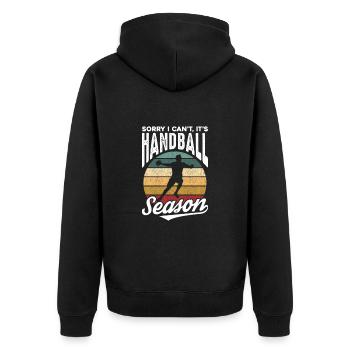Handball - Unisex Premium Organic Zip Hoodie - black - Back - Nico (187cm)