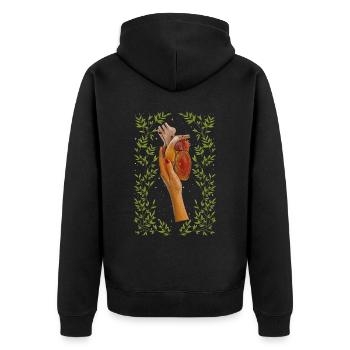 Whimsigoth Weirdcore Cottagecore Hand - Unisex Premium Bio Zip Hoodie - Schwarz - Hinten - Nico (187cm)