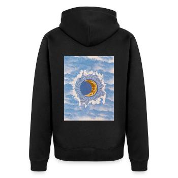 Whimsigoth Ästhetisch Hexenhaft Vintage Himmlisch - Unisex Premium Bio Zip Hoodie - Schwarz - Hinten - Nico (187cm)