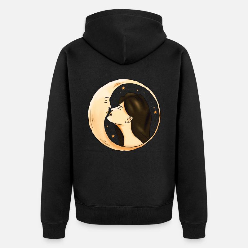 Whimsigoth Aesthetic Celestial Halbmond Mädchen - Unisex Premium Bio Zip Hoodie - Schwarz