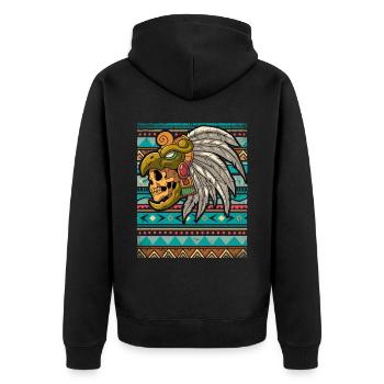 Mexican Aztec warrior Aztecs - Unisex Premium Organic Zip Hoodie - black - Back - Nico (187cm)