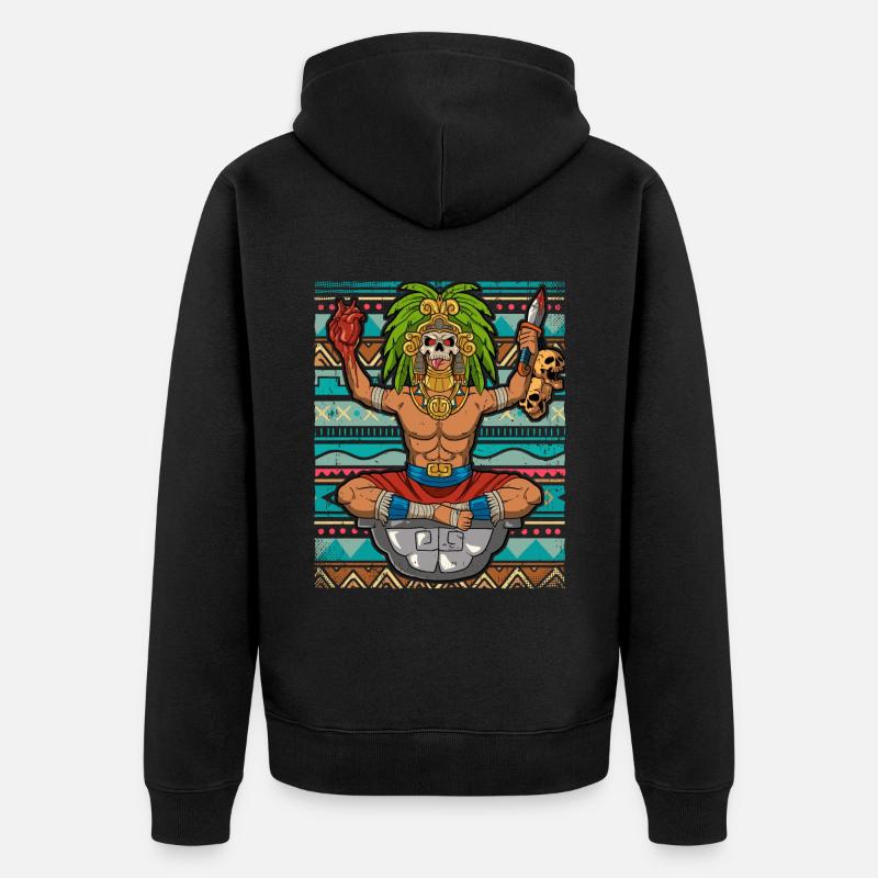 Guerrier aztèque mexicain Aztèques - Veste à capuche bio Premium Unisexe - noir