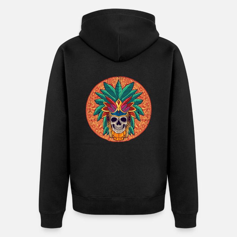 Guerrier aztèque mexicain Aztèques - Veste à capuche bio Premium Unisexe - noir