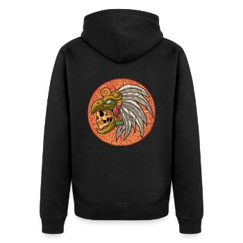 Mexican Aztec warrior Aztecs - Unisex Premium Organic Zip Hoodie - black - Back - Nico (187cm)