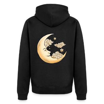 Hippie-Ästhetik Himmlischer Halbmond Bohemian - Unisex Premium Bio Zip Hoodie - Schwarz - Hinten - Nico (187cm)