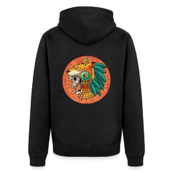 Mexican Aztec warrior Aztecs - Unisex Premium Organic Zip Hoodie - black - Back - Nico (187cm)