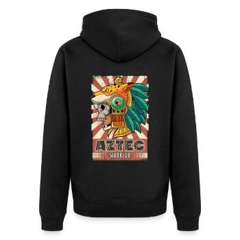 Mexican Aztec warrior Aztecs - Unisex Premium Organic Zip Hoodie - black - Back - Nico (187cm)