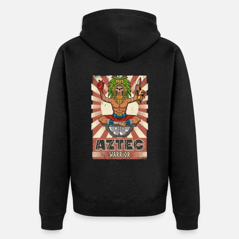 Guerrier aztèque mexicain Aztèques - Veste à capuche bio Premium Unisexe - noir