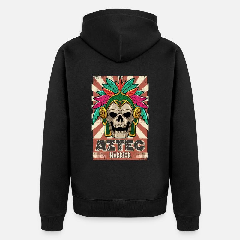 Guerrier aztèque mexicain Aztèques - Veste à capuche bio Premium Unisexe - noir