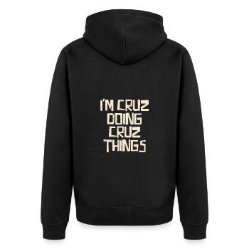 I'm Cruz doing Cruz things - Unisex Premium Bio Zip Hoodie - Schwarz - Hinten - Nico (187cm)