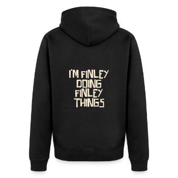 Je suis Finley en train de faire des choses Finley - Veste à capuche bio Premium Unisexe - noir - Dos - Nico (187cm)