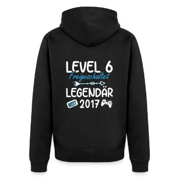 Level 6 Jahre Geburtstagsshirt Gamer 2017 - Unisex Premium Bio Zip Hoodie - Schwarz - Hinten - Nico (187cm)