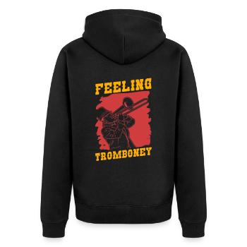 Spielmannszug Posaune Lustig - Unisex Premium Bio Zip Hoodie - Schwarz - Hinten - Nico (187cm)