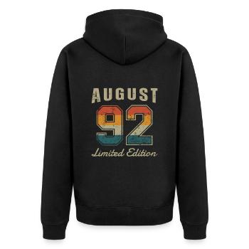 Date de naissance: Août 1992 - Edition Limitée Rétro - Veste à capuche bio Premium Unisexe - noir - Dos - Nico (187cm)