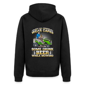 Lawn mowing, lawn mowers, gardeners, gardening - Unisex Premium Organic Zip Hoodie - black - Back - Nico (187cm)