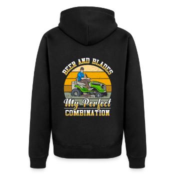 Rasenmähen Rasenmäher Gärtner Gartenarbeit - Unisex Premium Bio Zip Hoodie - Schwarz - Hinten - Nico (187cm)