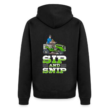Rasenmähen Rasenmäher Gärtner Gartenarbeit - Unisex Premium Bio Zip Hoodie - Schwarz - Hinten - Nico (187cm)