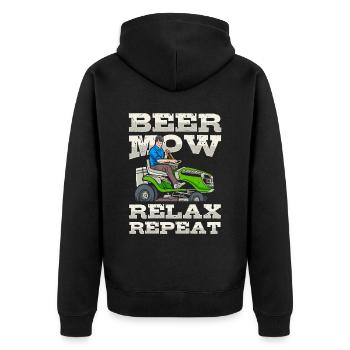 Lawn mowing, lawn mowers, gardeners, gardening - Unisex Premium Organic Zip Hoodie - black - Back - Nico (187cm)