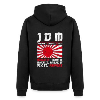 JDM Motorsport Auto Tuning Automotive - Unisex Premium Organic Zip Hoodie - black - Back - Nico (187cm)