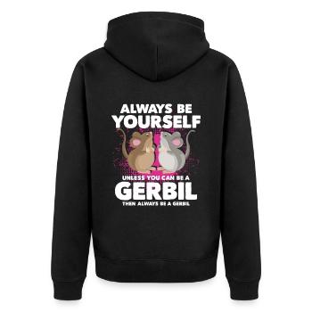 Rennmaus Maus Geschenk - Unisex Premium Bio Zip Hoodie - Schwarz - Hinten - Nico (187cm)
