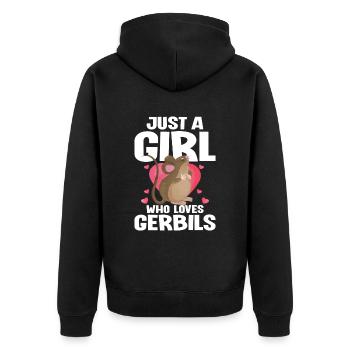 Rennmaus Maus Geschenk - Unisex Premium Bio Zip Hoodie - Schwarz - Hinten - Nico (187cm)