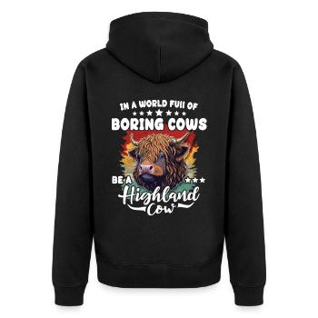Hochlandrinder Cattles - Unisex Premium Bio Zip Hoodie - Schwarz - Hinten - Nico (187cm)